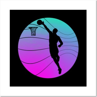 Basketball slam dunk retro vintage Posters and Art